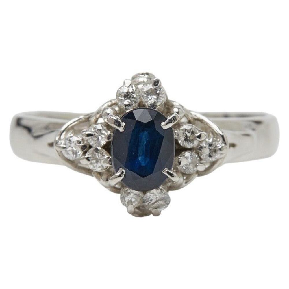 Unbranded Sapphire Diamond Platinum 900 Ring Silver